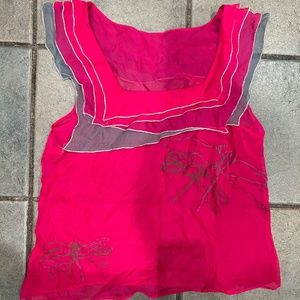 Johnny Was pink sleeveless chiffon shirt